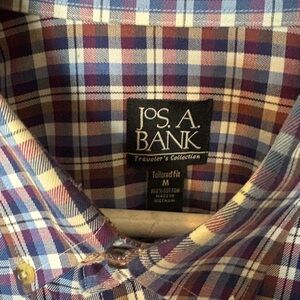 Jos. A. Bank Men's Plaid Shirt - Blue and Brown